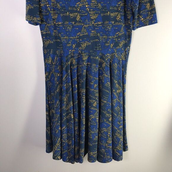 LuLaRoe Nicole Womens Size 2XL Fit & Flare Dress Triangle Geometric Modest Work - Picture 9 of 11